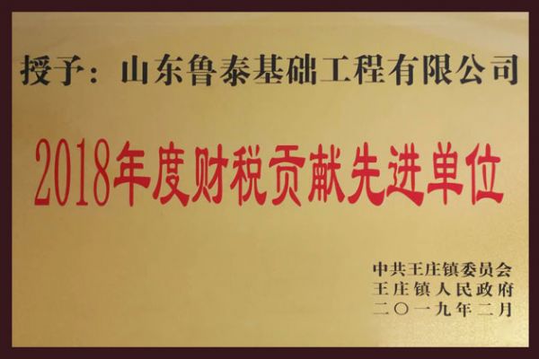 2018年度財(cái)稅貢獻(xiàn)先進(jìn)單位