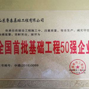 2016全國(guó)首批基礎(chǔ)工程50強(qiáng)企業(yè)